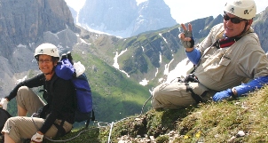 hikers near via ferrata Dolomites